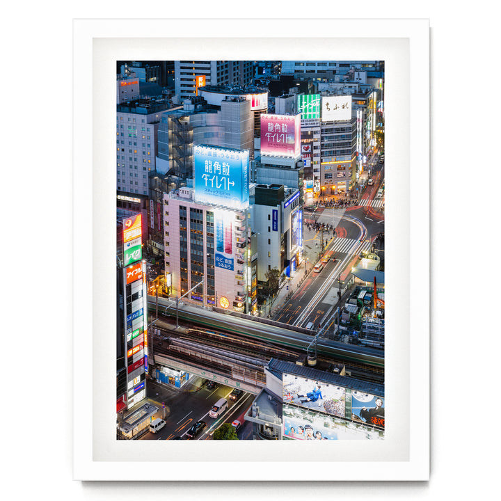 Tokyo Nights I, Japan – fine art print in a white frame with white mat