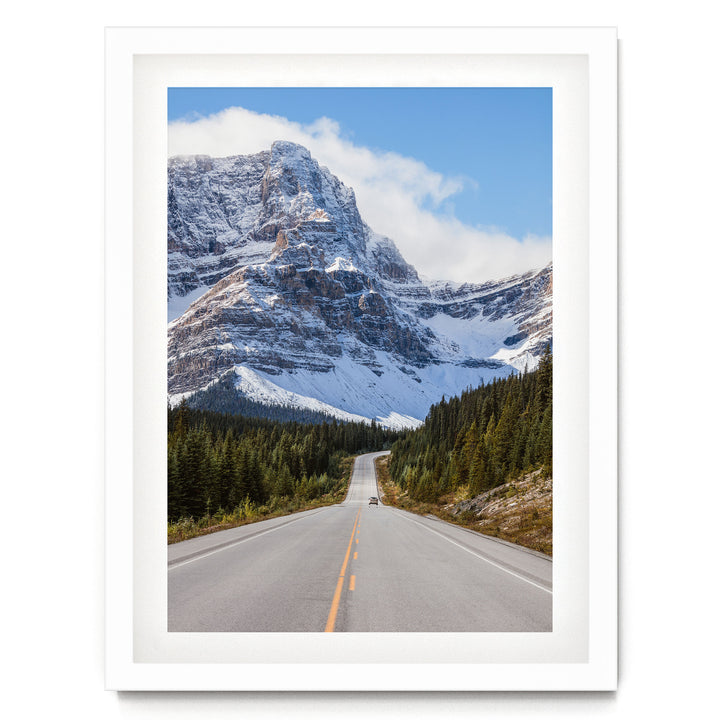 Icefields Parkway, Alberta, Canada – fine art print in a white frame with white mat
