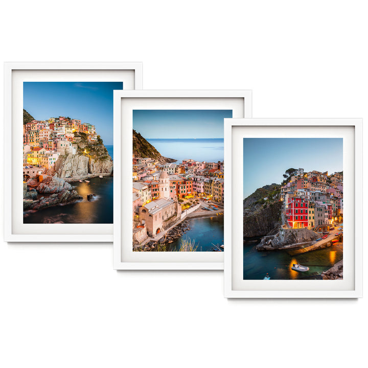 Cinque Terre, Liguria, Italy – Print Set – fine art print set in white frames with white mats
