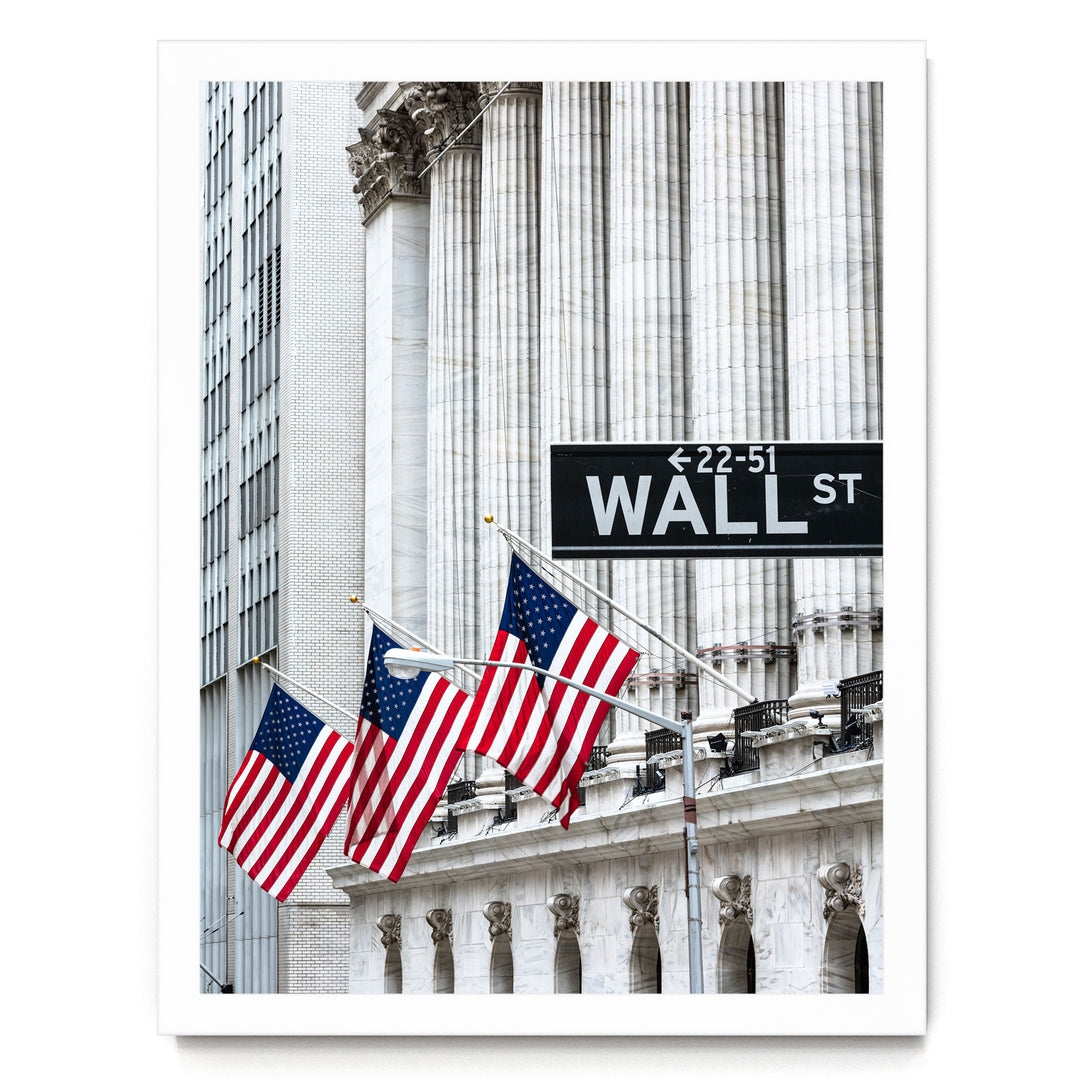 Wall Street, New York City – fine art print in a white frame, no mat